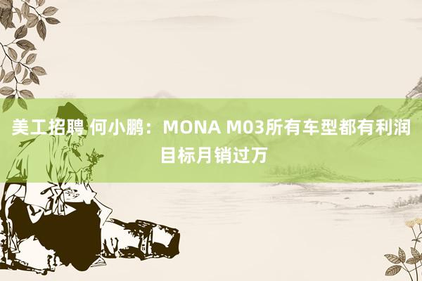 美工招聘 何小鹏：MONA M03所有车型都有利润 目标月销过万